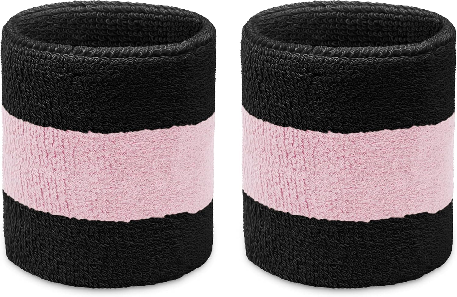 COUVER 2-Color Striped Wrist Sweatbands Moisture Wicking Terry Cloth Athletic Sports Wristbands