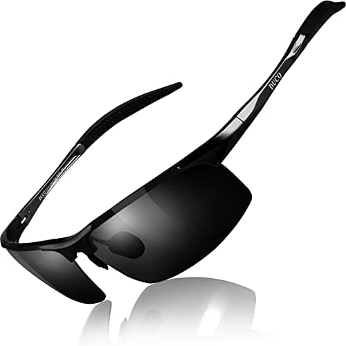 DUCO Mens Sports Polarized Sunglasses UV Protection Sunglasses for Men 8177 | Premium Al-Mg Frame-Lightweight, Sturdy, Anti-Slip, Wrap-Around, Polarized Lenses Cut Glare For Driving, Fishing, Hiking