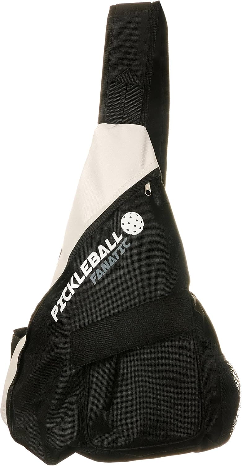 Pickleball Fanatic Sling Bag with Pockets for Paddles, Balls, Gear, Water Bottle (Gray/Black)
