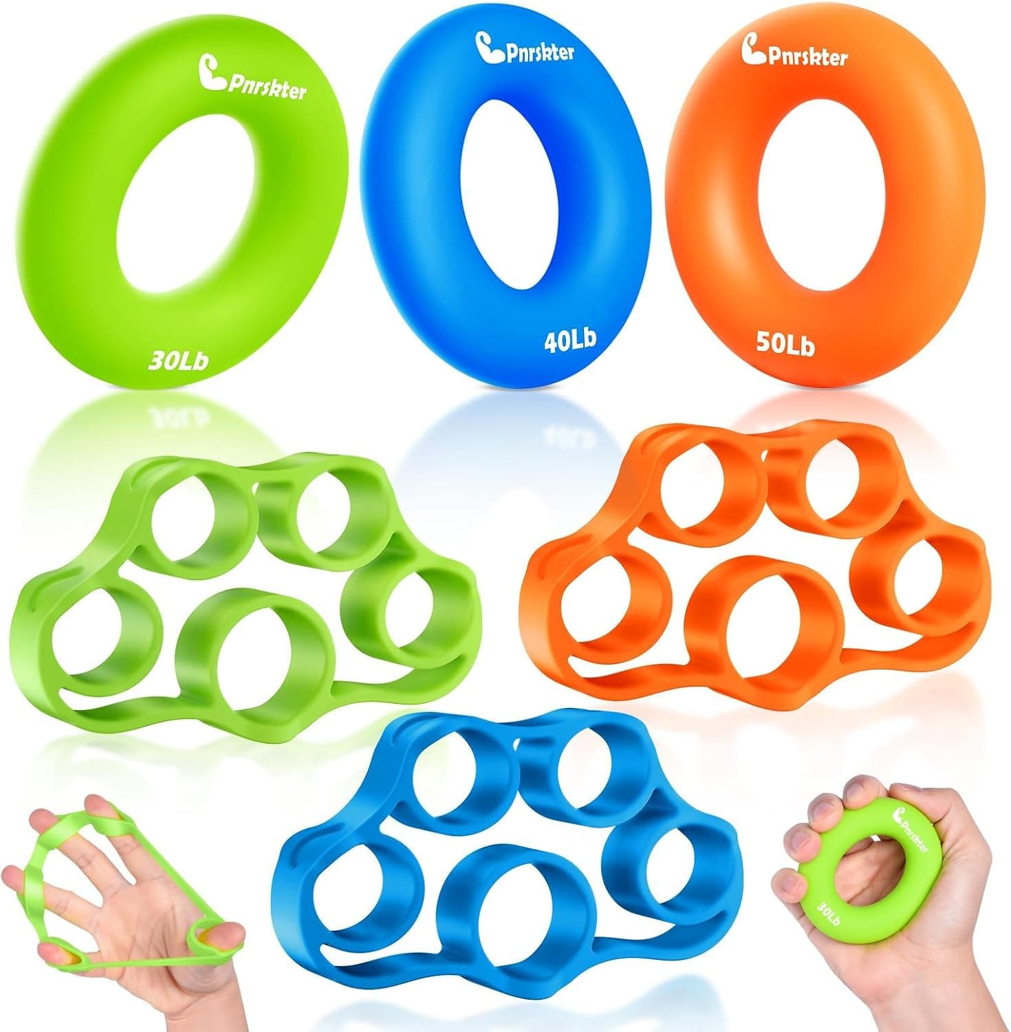 Pnrskter Hand Grip Strengthener Finger Exerciser Grip Strength Trainer 6 PCS