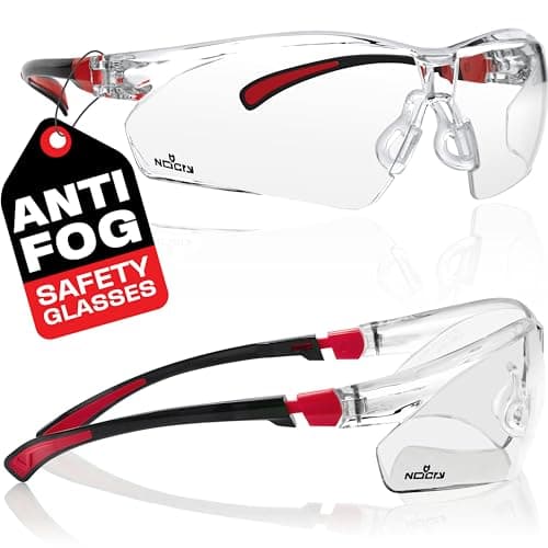 NoCry Clear Safety Glasses for Men and Women with Anti-Fog and Scratch Resistant Wrap Around Lenses, Adjustable Temples and Nose Pads - ANSI Z87 Certified Protective Eyewear with 100% UV Shielding