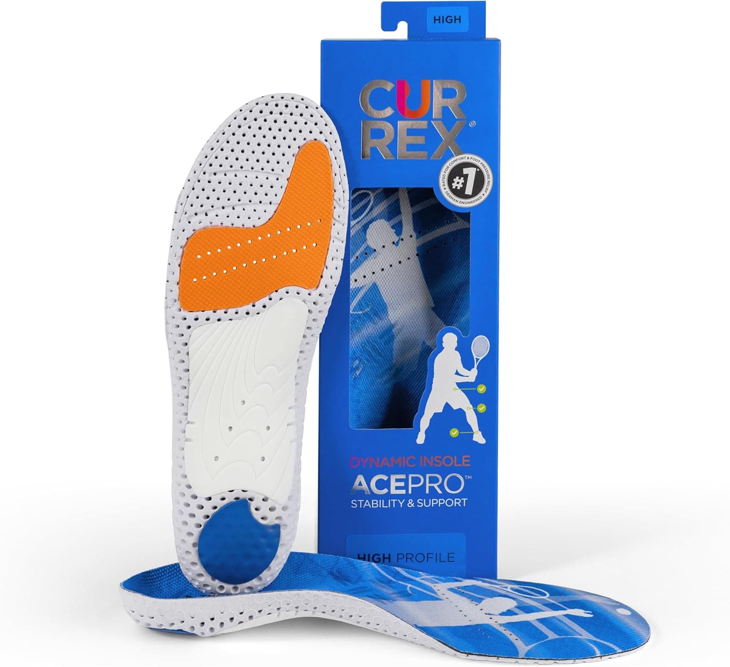 CURREX AcePro Arch Support Insoles for Tennis, Volleyball, Racquetball, Net & Court Sports (Men & Women)