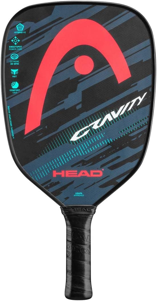 HEAD Graphite Pickleball Paddle Gravity with Sweetspot Power Core, Teal/Crimson