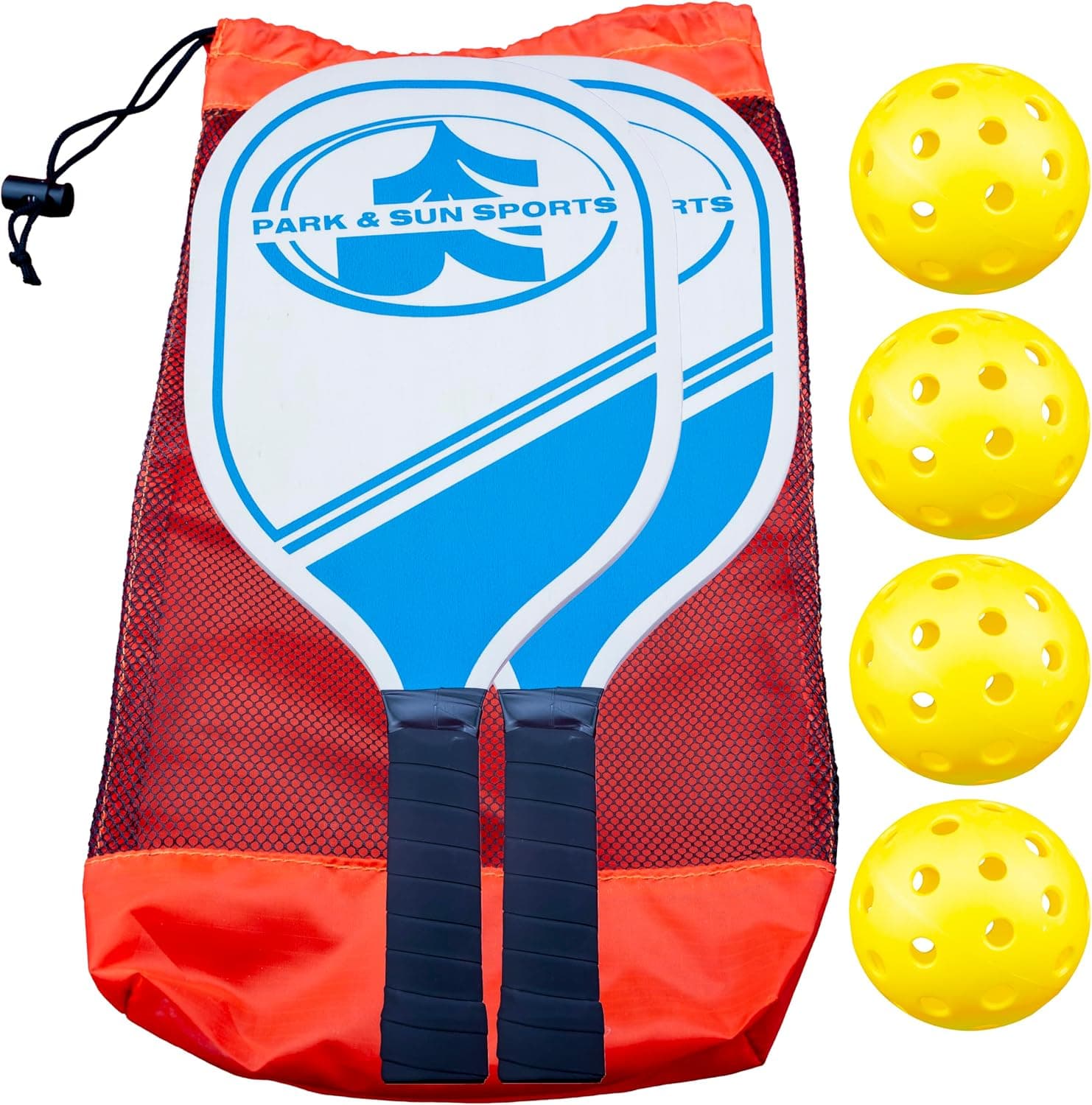 Park and Sun Sports Wooden Pickleball Paddle Set with 3 Balls and Equipment Bag