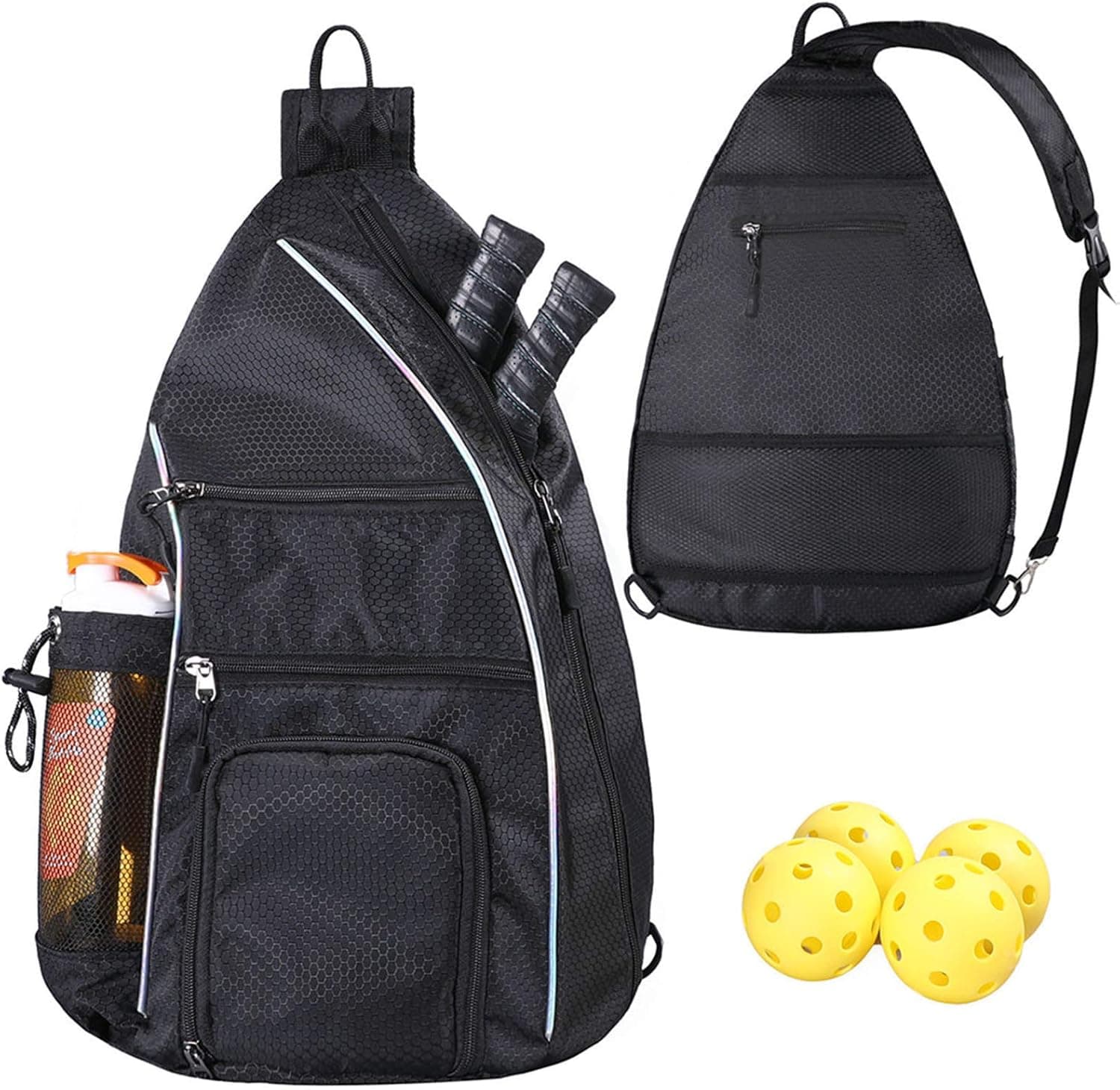 LLYWCM Pickleball Bag Backpack for Women & Men, Travel Paddle Case Sling Bag (Black)