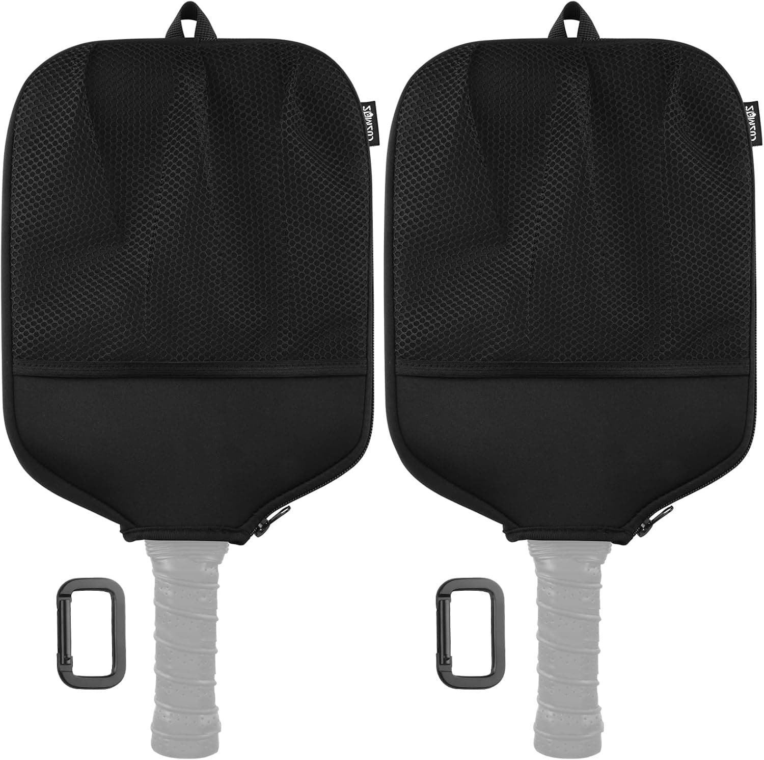 Cosmos 2 Pcs Pickleball Paddle Cover Case with Mesh Pocket and Fence Hook (Black)