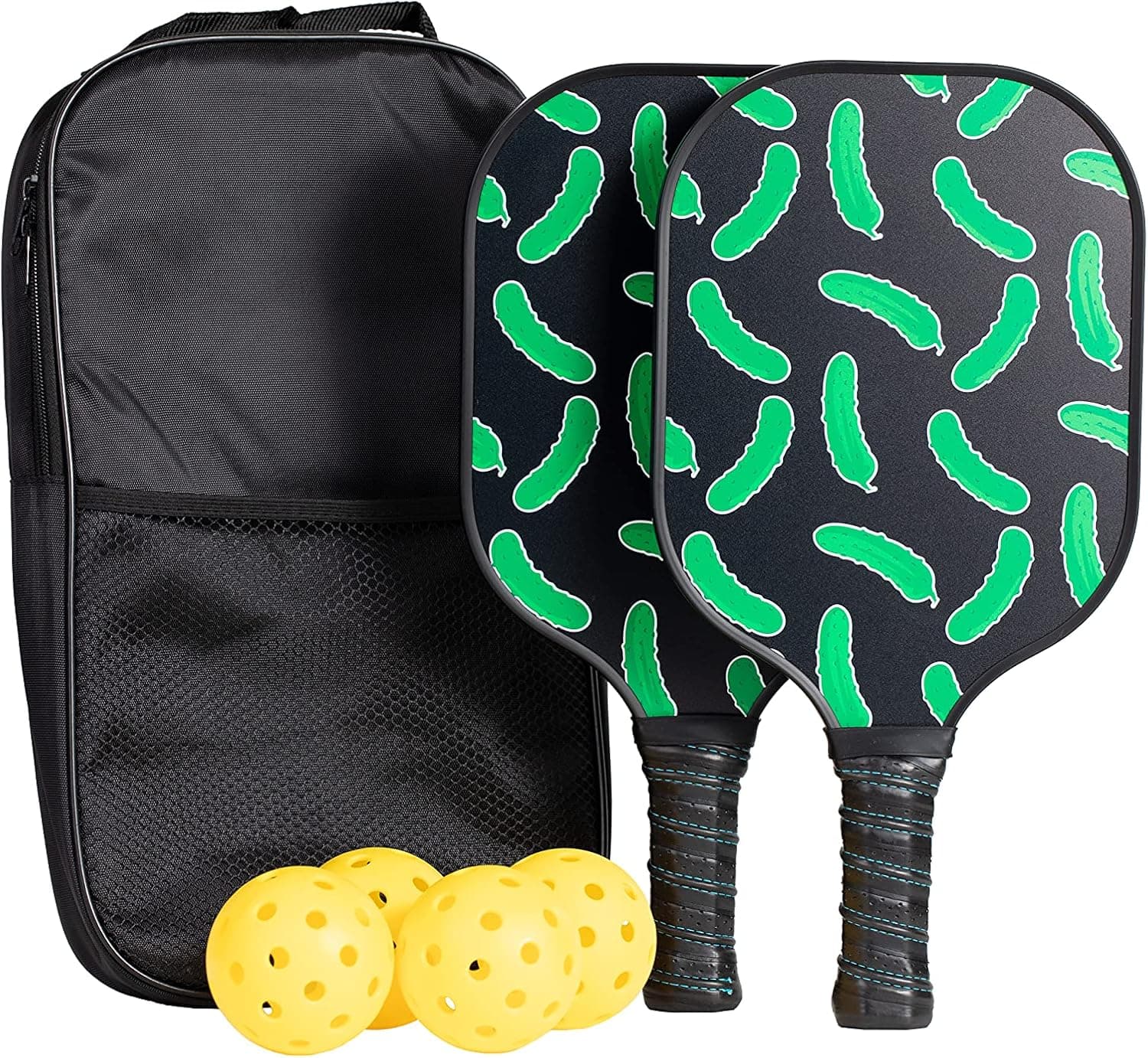 Pickleball Paddle Set of 2 with Pickles USAPA Approved Carbon Fiber, 4 Balls, Grip and Case Bag