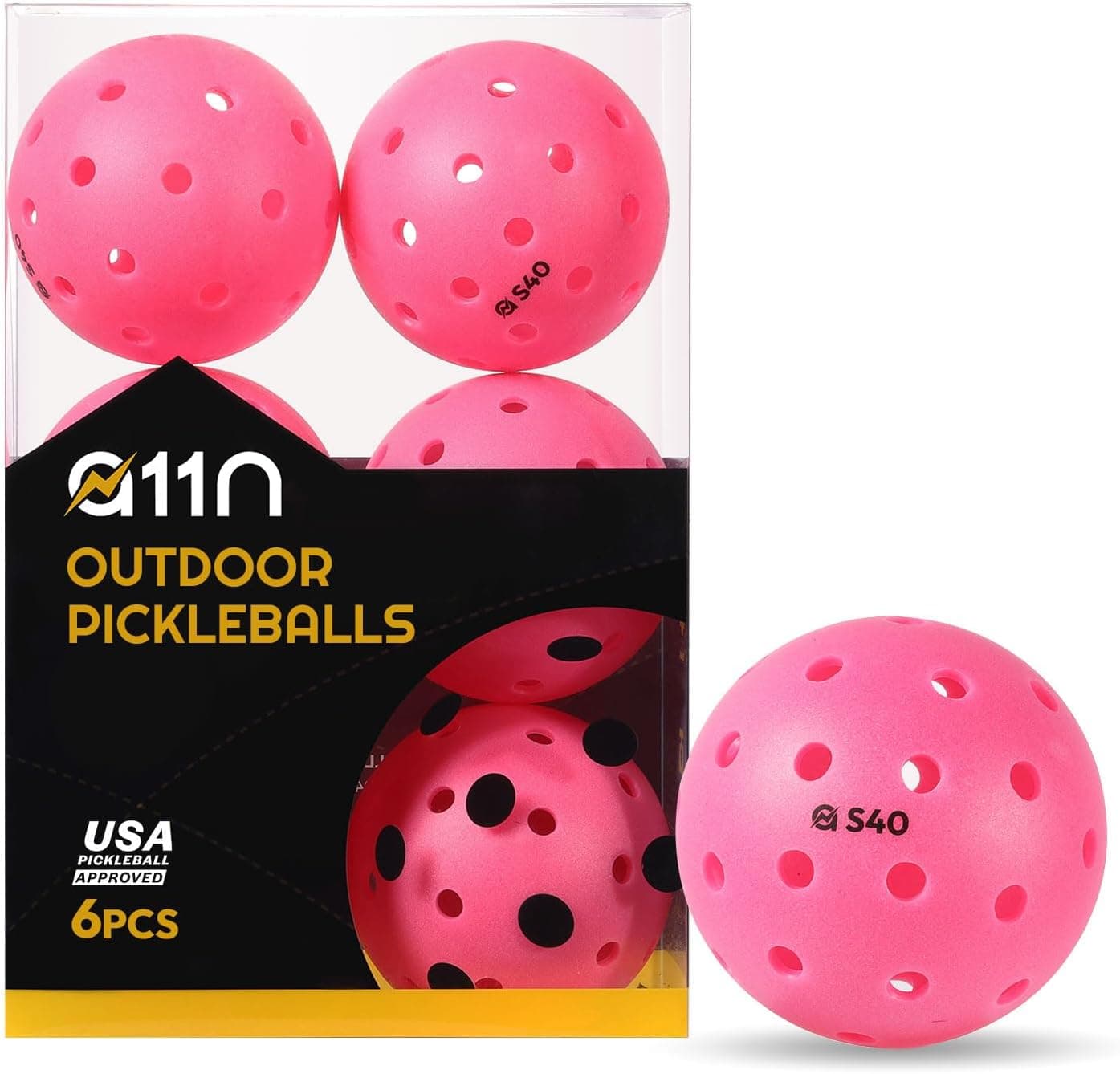A11N S40 Outdoor Pickleball Balls, USA Pickleball Approved for Tournament Play