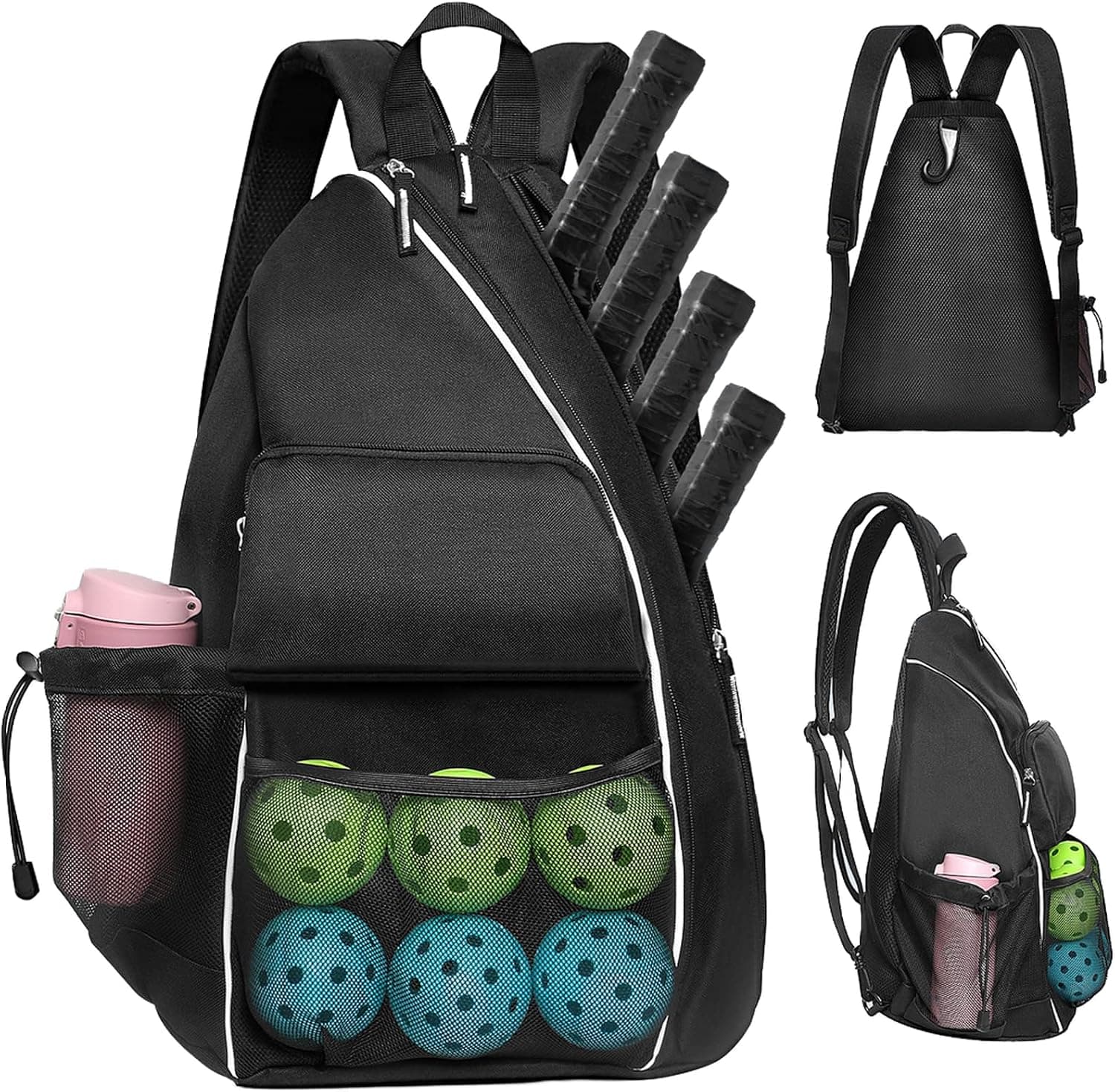 Pickleball Bags For Men Women, Adjustable Large Capacity Backpack with Fence Hook, Fits 4 Paddles