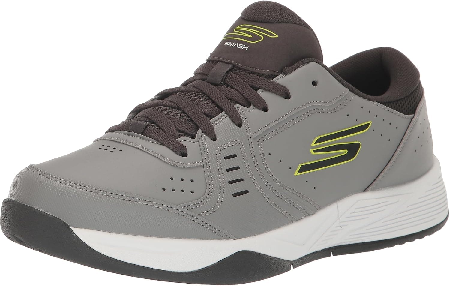 Skechers Men's Viper Court Smash Pickleball Sneaker, Grey/Lime