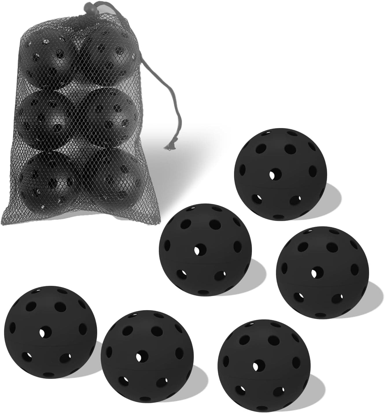 Spunspon 6 Pack 40 Holes Outdoor Pickleball Balls, High Elasticity