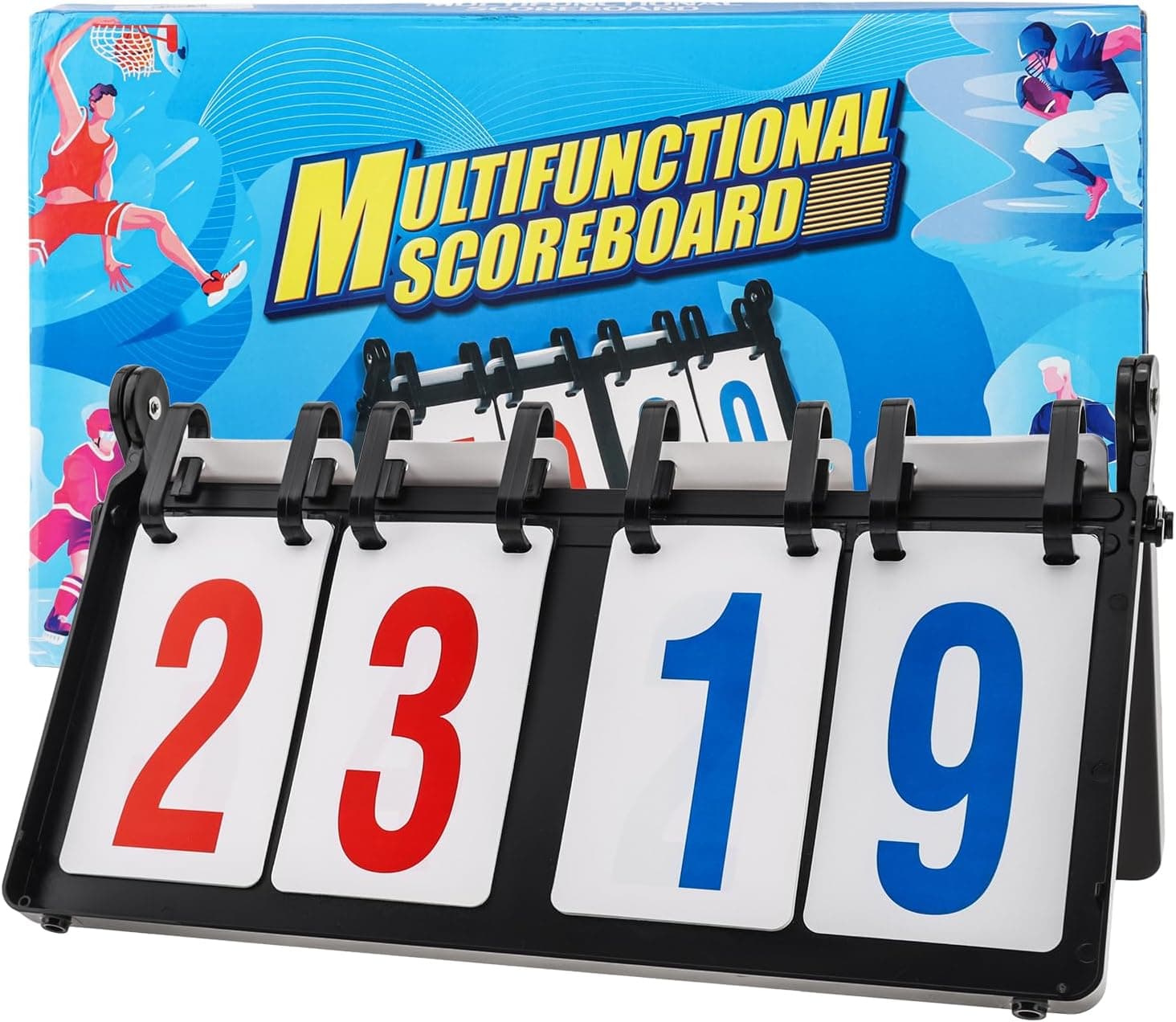 Tobefore Portable Flip Scorekeeper, Waterproof Tabletop Scoreboard, Double-Sided Numbers 0-99