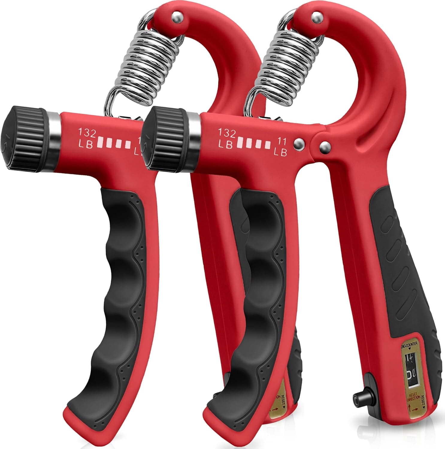 FLYFE Grip Strength Trainer 2 Pack 11-132 lbs Forearm Strengthener Adjustable Resistance Red