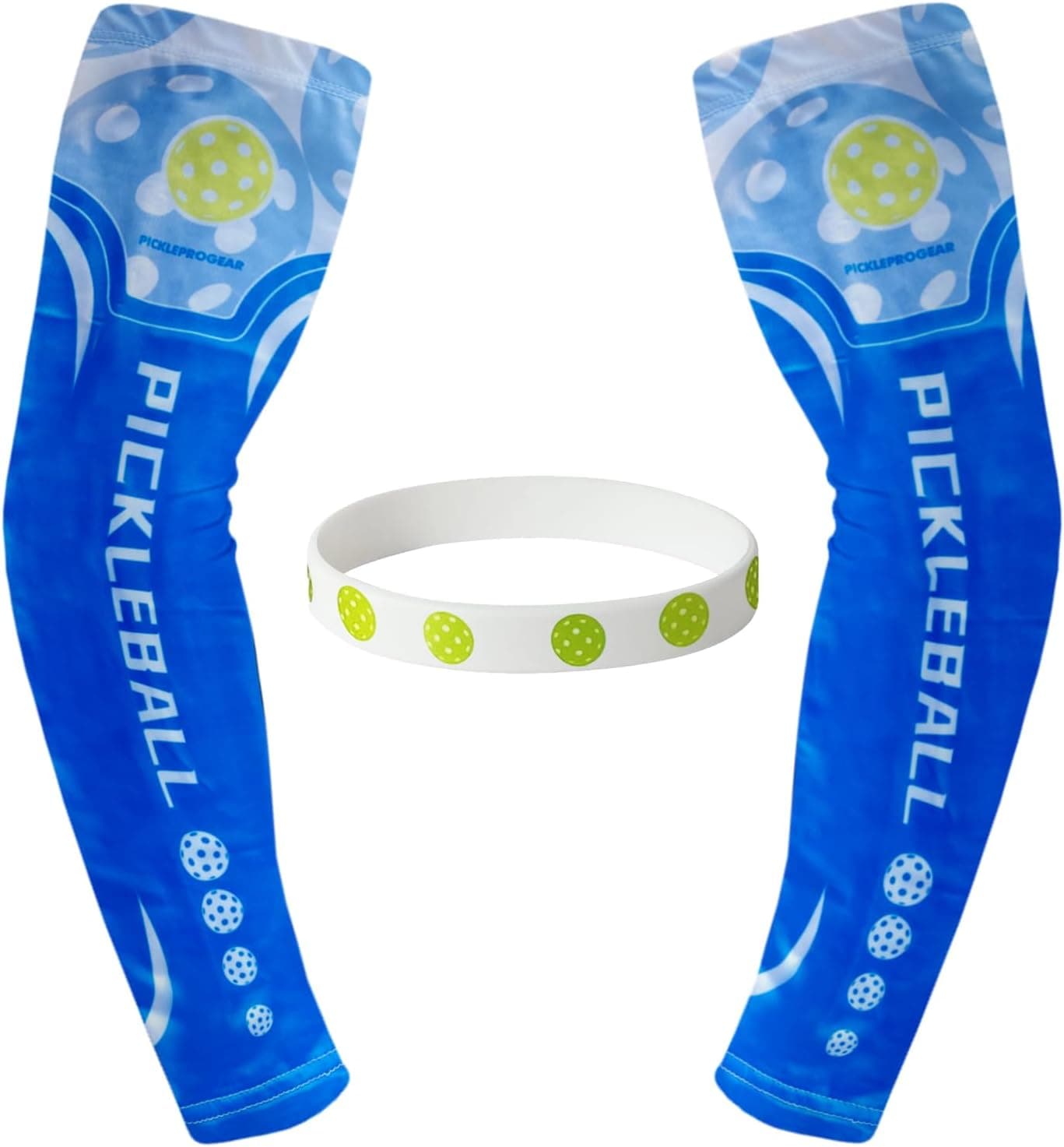 PickleProGear Pickleball Arm Sleeves Unisex M/L | Compression Fit, UV Protection (Light Blue)