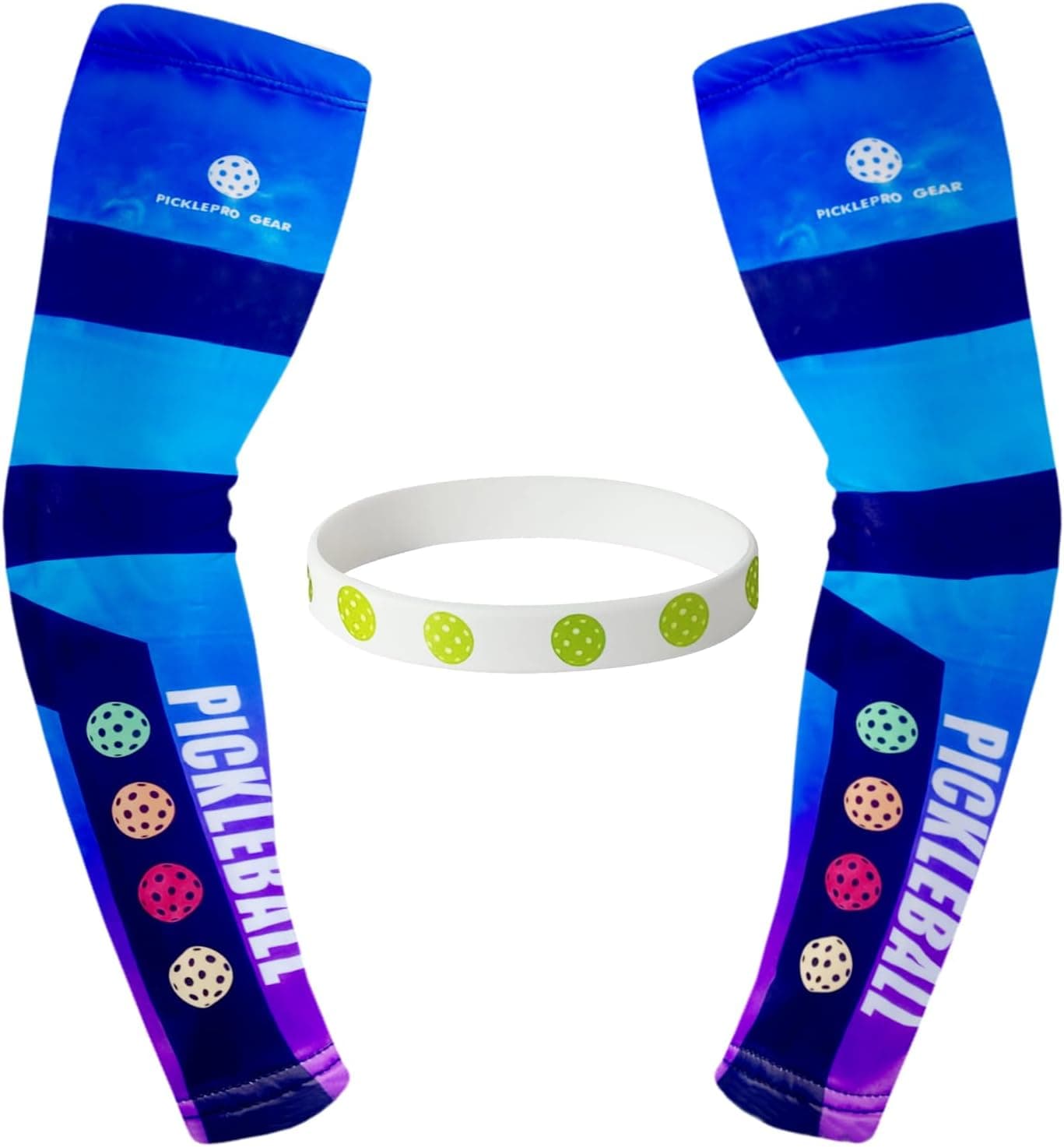 PickleProGear Pickleball Arm Sleeves M/L | Compression Fit, UV Protection (Blue & Purple)