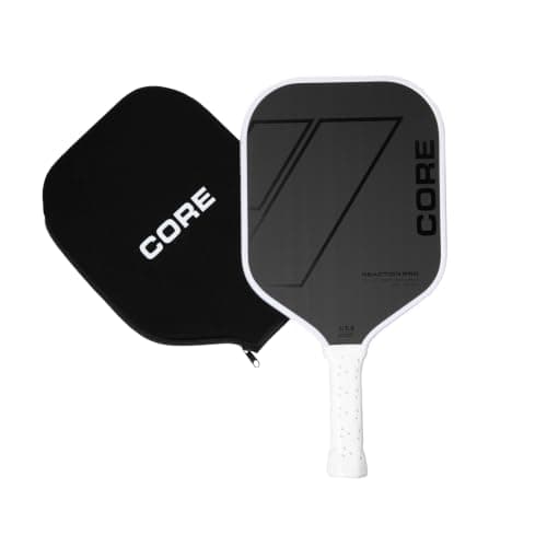 CORE Pickleball - Carbon Fiber Pickleball Paddles - USAPA Approved - PRO and Entry Models - Cushioned Comfort Grip with Honeycomb Polymer - Superior Spin Control (Reaction Pro - White)
