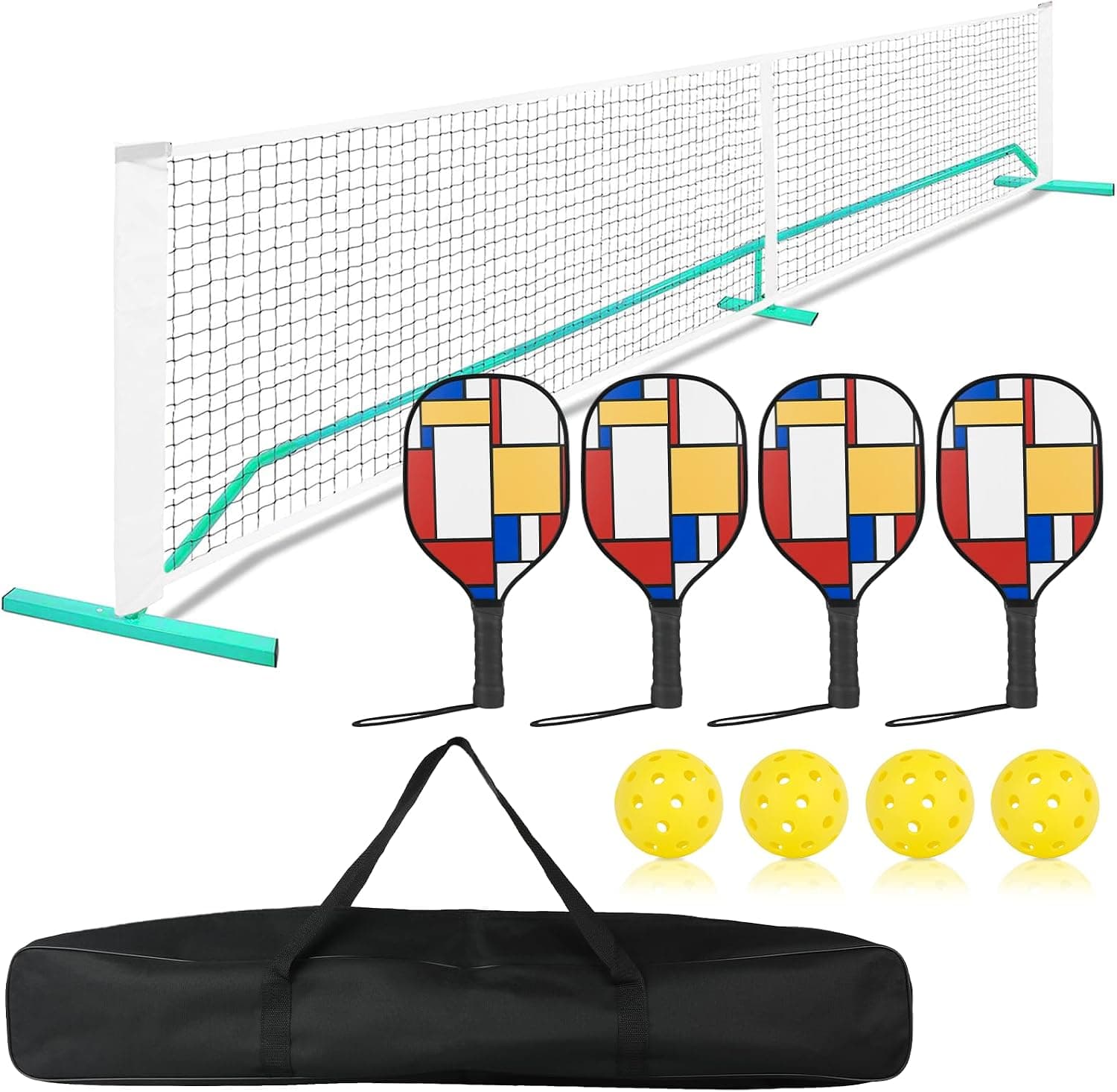 Pickleball Net Set with Wheels, 22 FT Regulation Size with Carrying Bag
