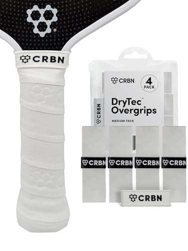 CRBN Pickleball, Drytec™ Overgrips, Pickleball Paddle Grip Tape 4-Pack | Absorbs Shock & Moisture, 4-Pack, White