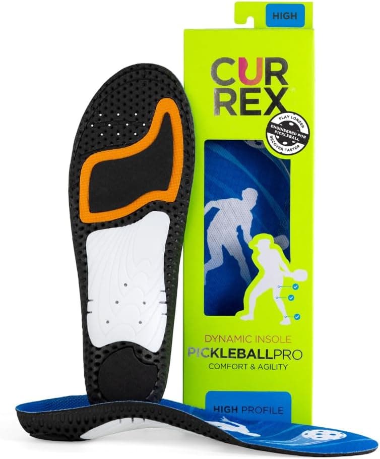 CURREX PICKLEBALLPRO Insoles for Pickleball Shoes, Arch Support Inserts with Super Grip Surface & Premium Heel Cushioning (Men & Women)