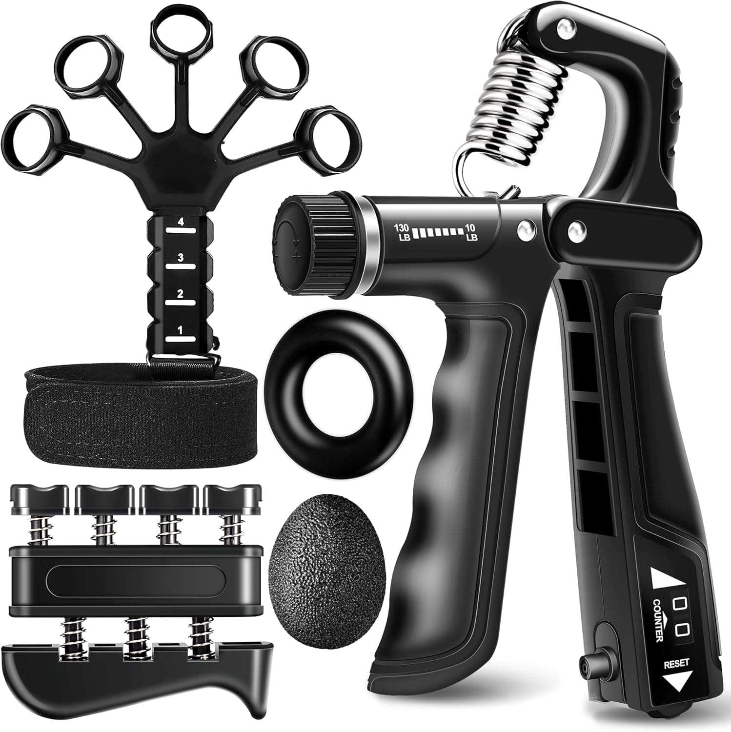 WATMAID Grip Strength Trainer Kits 5 Pack Forearm Strengthener with Adjustable Resistance