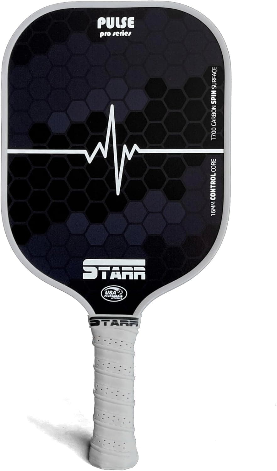 STARR Pulse Pro Pickleball Paddle USAPA Approved 16mm Honeycomb T700 Carbon Fiber, Black