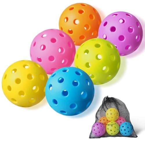 FASIUCHOI 6 Pack Outdoor Pickleball Balls with 40 Holes, High Durability (6)