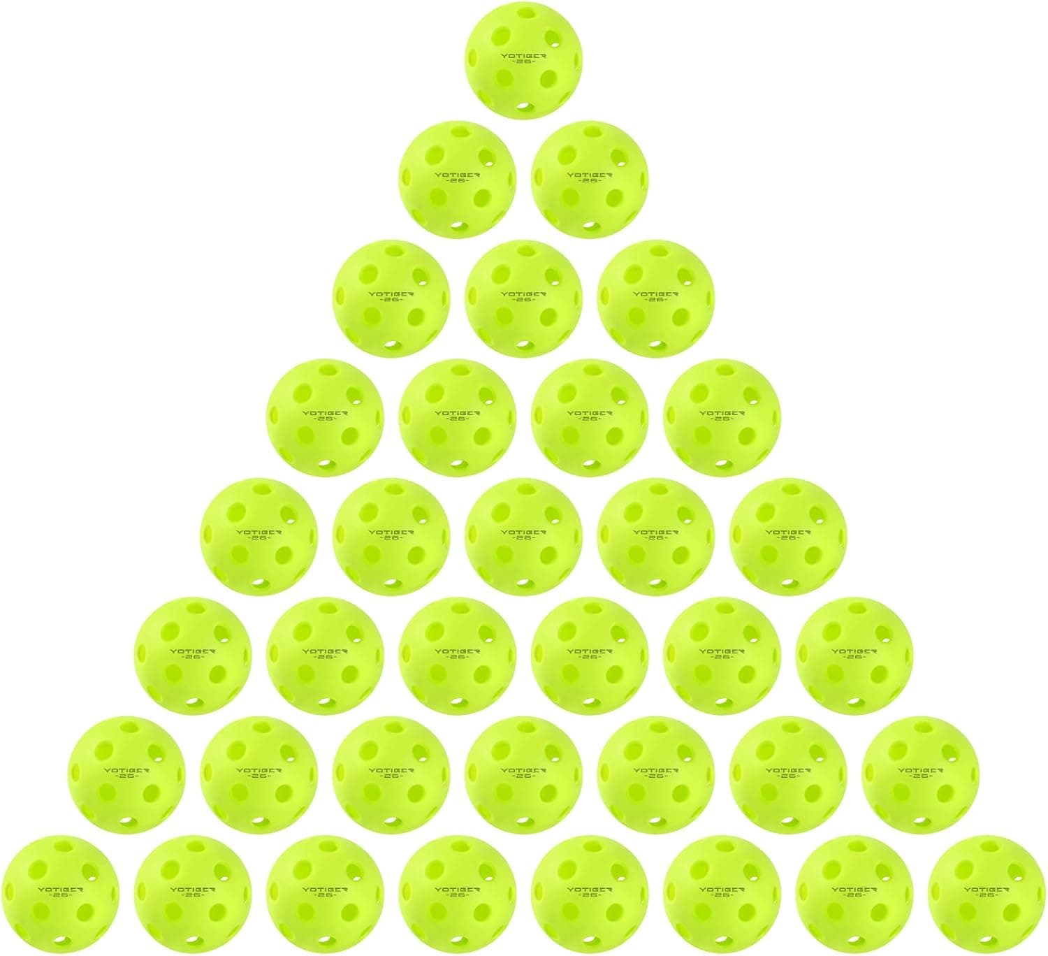 YOTIGER Pickleball Balls, 36 Pack 26 Holes Indoor, Green