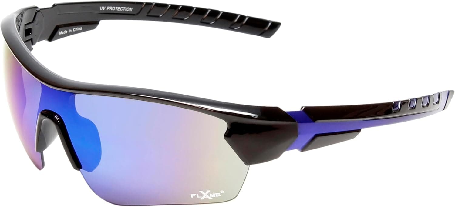 Calabria Overhead Slam Pickleball Sunglasses Black Blue Mirror