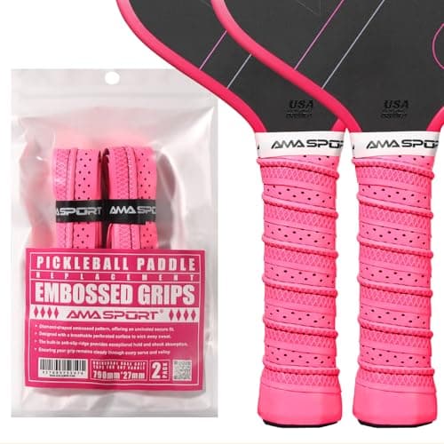 PICKLETECH Pickleball Paddle Grip Tape - 2 Pack - Perforated Embossed Replacement Grip Wrap for Pickleball Racket-Moisture Wicking Tacky Surface - Anti-Slip Ridge-Pink
