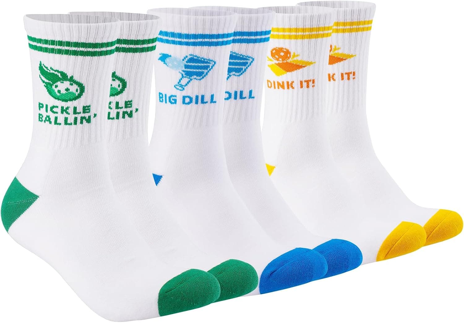 Newluck Pickleball Crew Socks 3 Pairs, Cushioned Moisture-Wicking