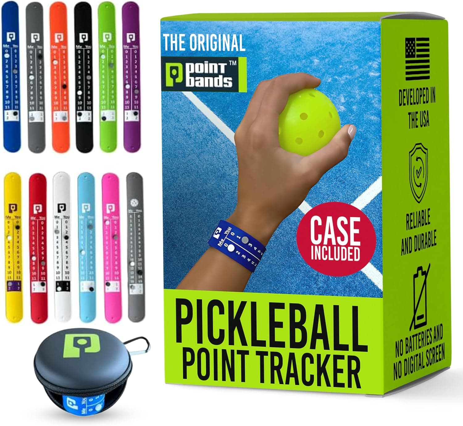 Point Bands Pickleball Original Scorekeeper Wristband, Score & Server Tracker Bracelet (Black)