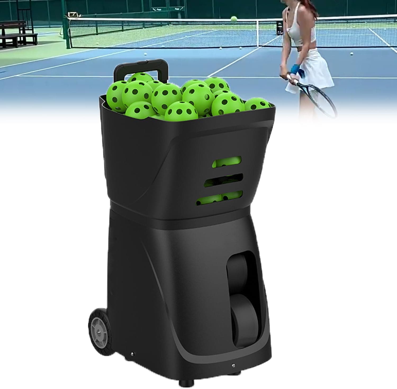 Portable Pickleball Ball Machine Automatic Launcher APP Control 80 Capacity