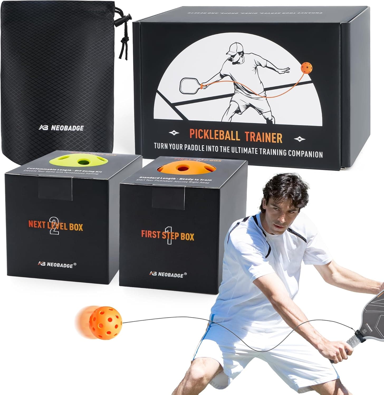 Neobadge Pickleball Trainer, Rebounder for Solo Training Anywhere, Portable & Easy-Setup