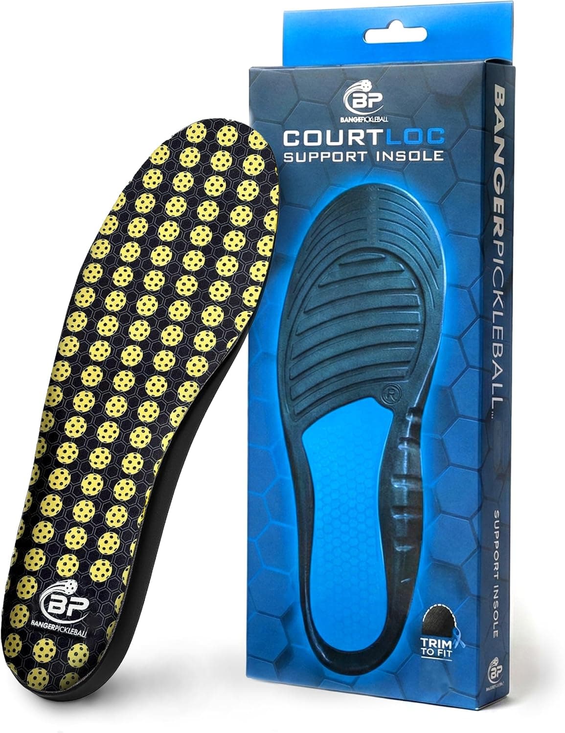 Banger CourtLoc Pickleball Insoles, Low-Profile Arch Support Shoe Inserts, Lateral Stability & Plantar Fasciitis Relief