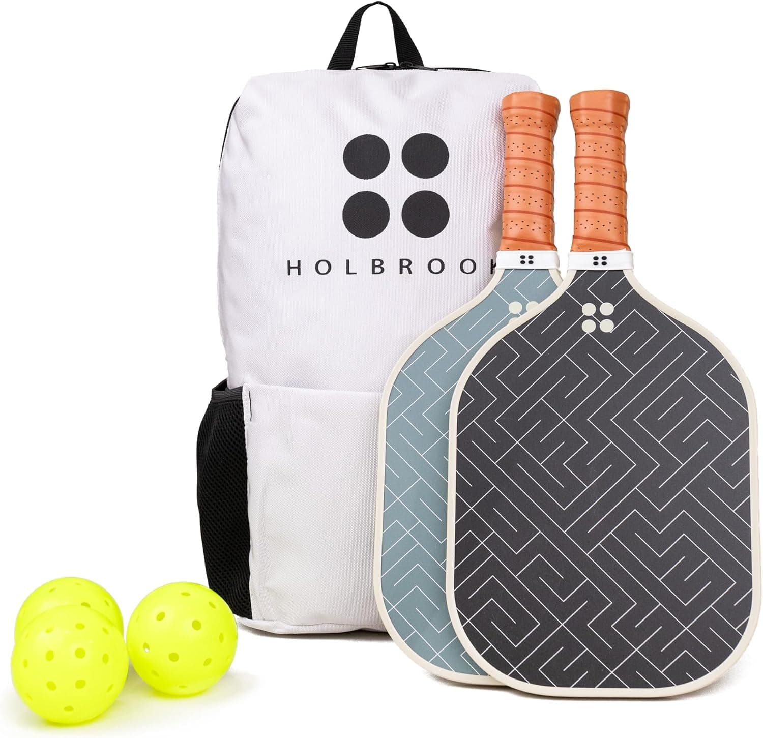Holbrook's Rove 2 Pickleball Paddles Set of 2 with 3 Outdoor Balls and Backpack, Fiberglass
