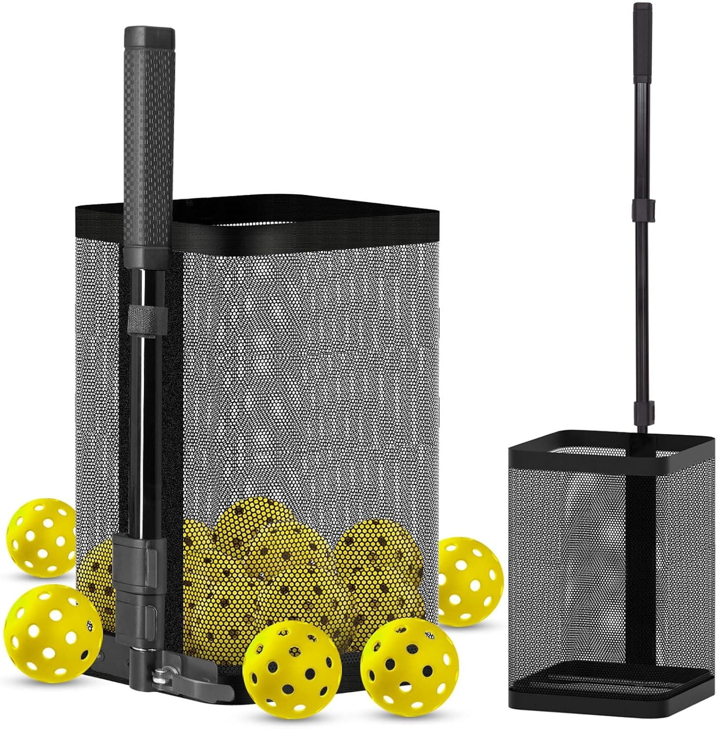 Pickleball Retriever for 40+ Balls Picker Upper Hopper Tube Telescopic Handle