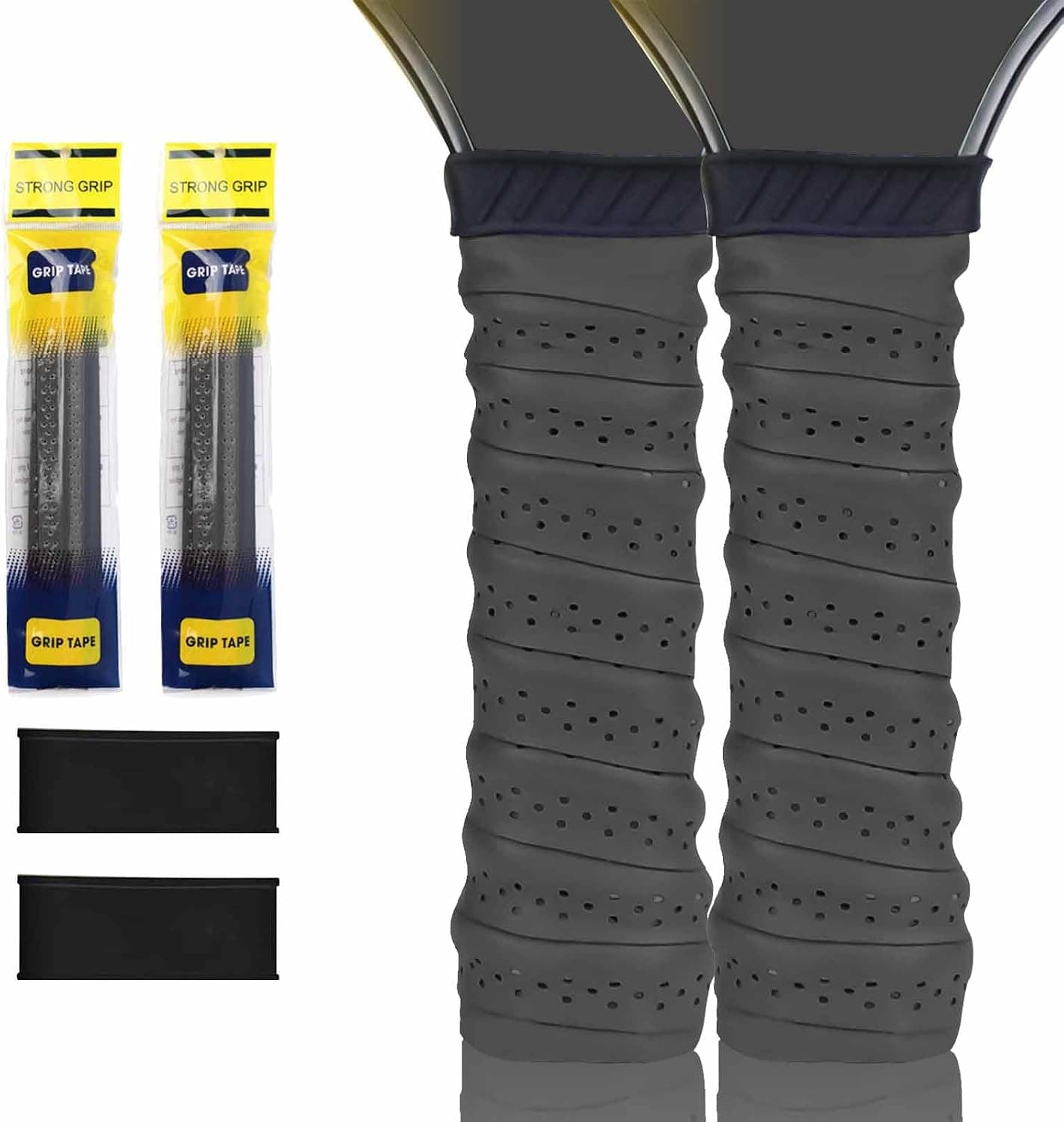 2-Pack Pickleball Paddle Overgrip Tape Anti-Slip Shock Absorbing Black