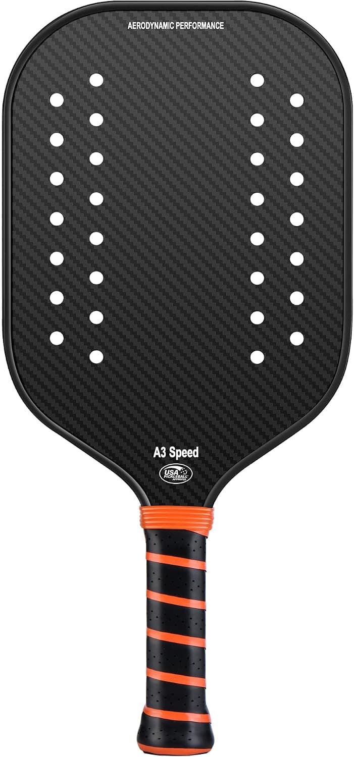 Pickleball Paddle 3K Raw Carbon Fiber Surface with Holes, Strong Spin and Power, Lightweight