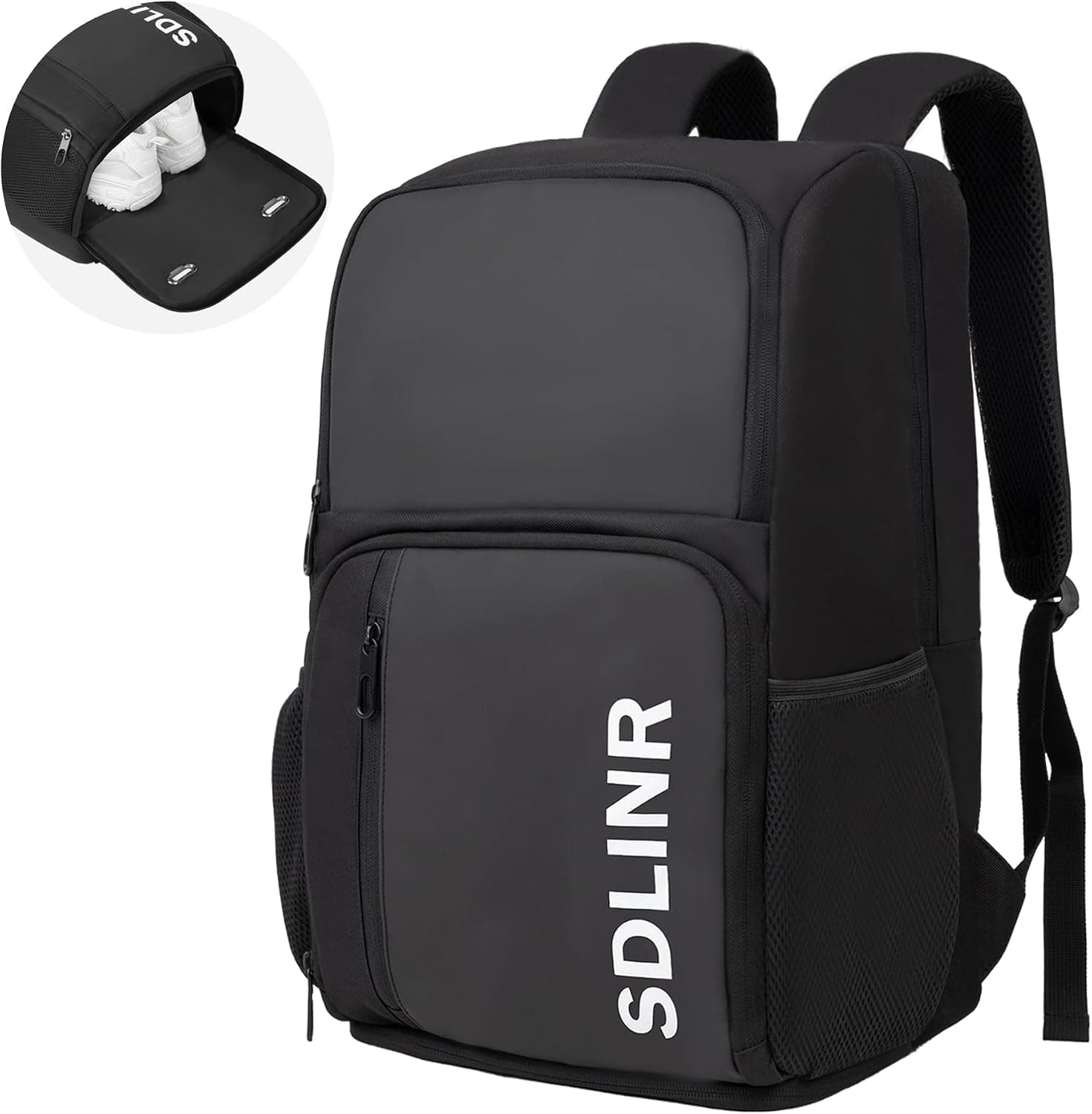 SDLINR Large Pickleball Bag Backpack Fits 4+ Paddles, Separate Shoe Compartment, Fence Hook, 35L