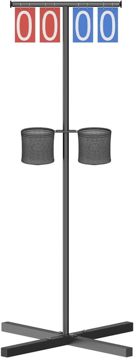 Queension Scoreboard Flipper with Stand & Drink Holder, Cornhole/Pickleball Score Keeper Scoring Board