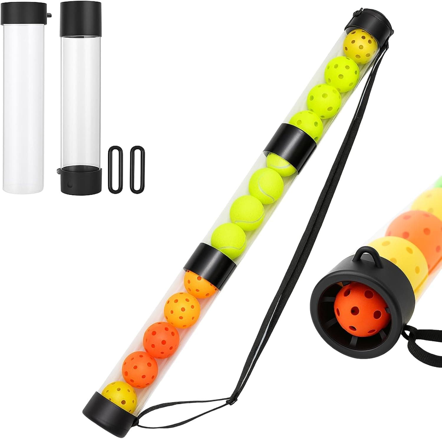 ENDUOR Collapsible Pickleball Pickup Tube, Holds 17 Balls, Portable Retriever Tool