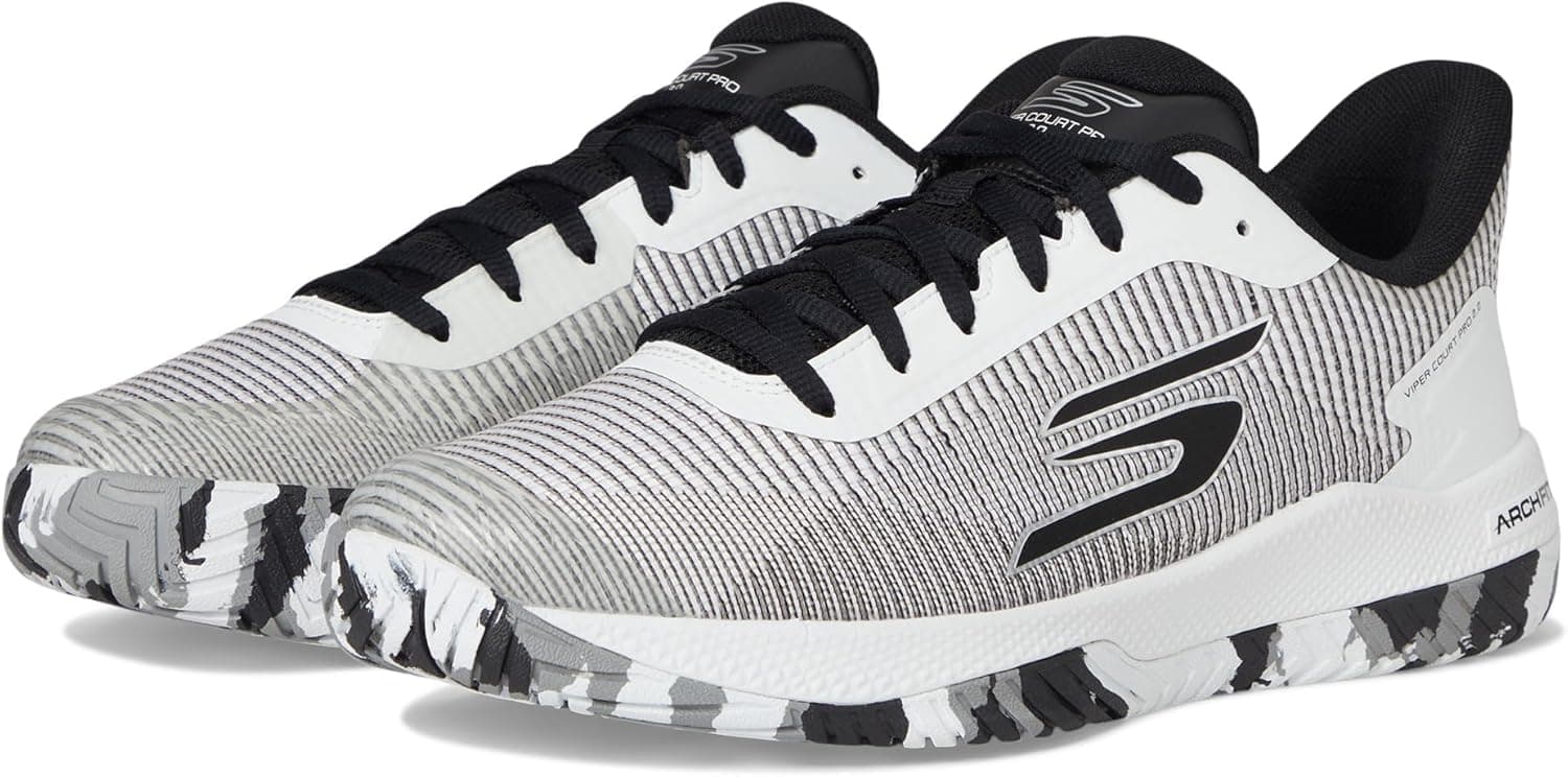 Skechers Men's Pickleball Viper Court Pro 2.0 Sneaker, White/Black