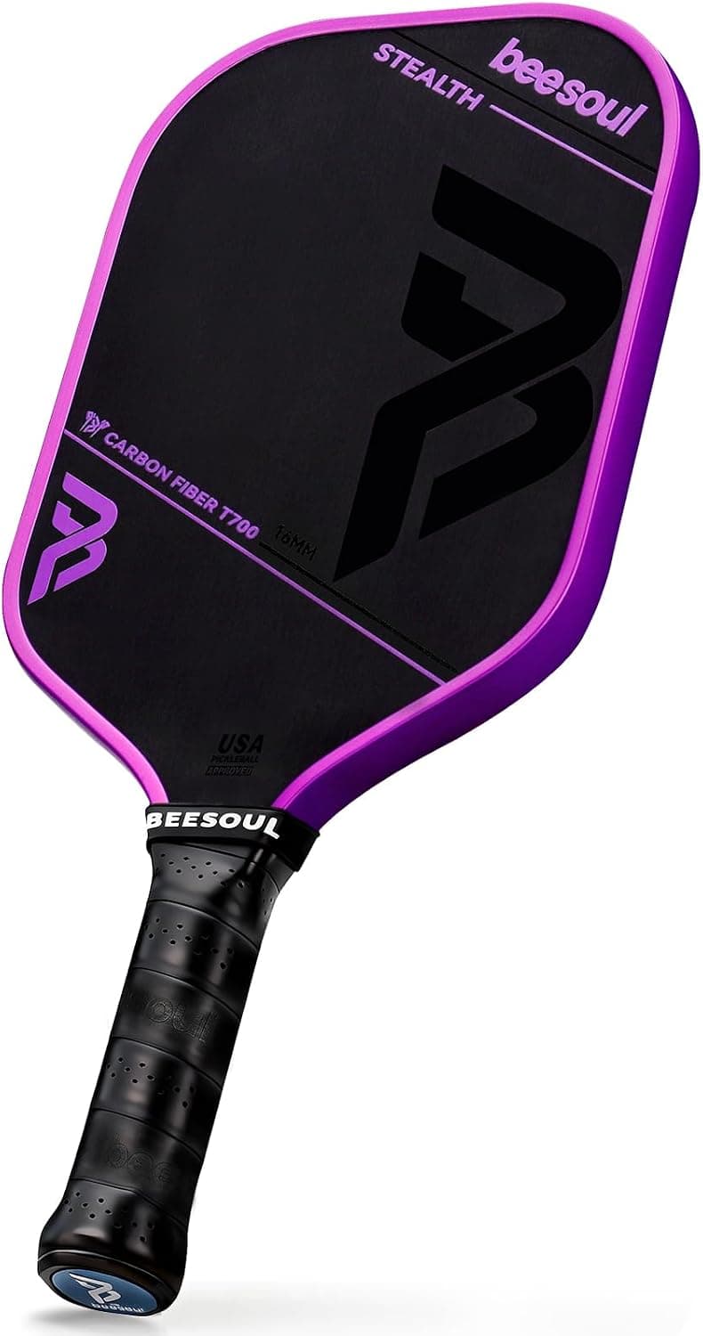 Beesoul Pickleball Paddle Thermoformed T700 Raw Carbon Fiber for Max Spin 16mm Honeycomb Core, USAPA Approved
