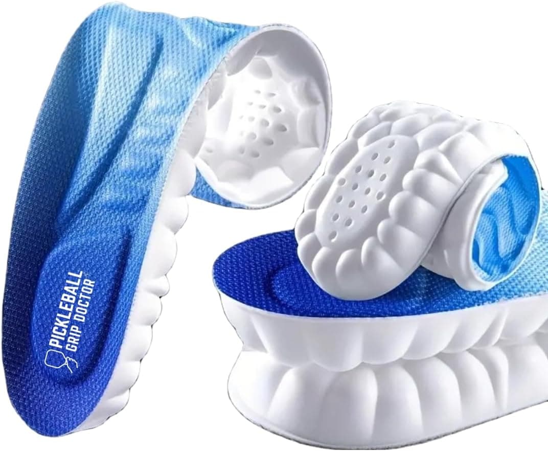 Pickleball Sports Insoles, 4D Shock Absorbing Shoe Inserts with Arch Support, Heel Cup & Anti-Fatigue Cushion