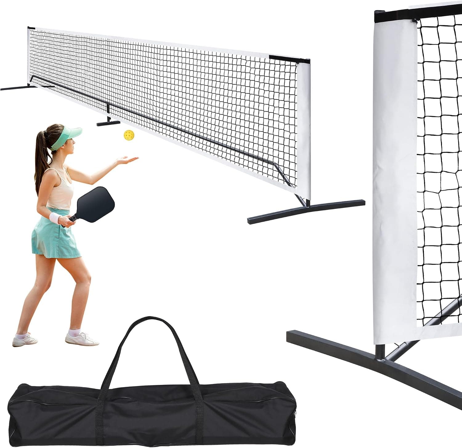 F2C Portable 22FT Pickleball Net Set with Court Markers and Carrying Bag