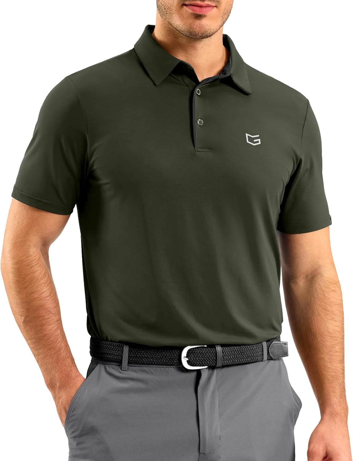Mens Golf Shirt Dry Fit Short Sleeve Polo, UPF50 Tennis Pickleball