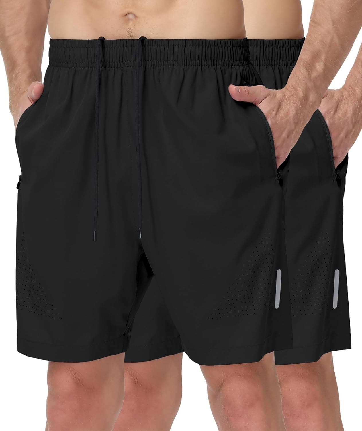 UUMIAER Men's Athletic Gym Shorts 7" Quick Dry with Deep Zipper Pockets for Pickleball Tennis