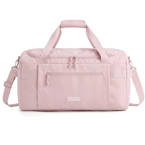 BAGSMART Travel Duffel Bags with Dividers, 32L Gym Duffle Bag with Laptop Compartment, Carry On Weekender Overnight Bag, Shoe Bag, PVC Wet Pocket, Pink