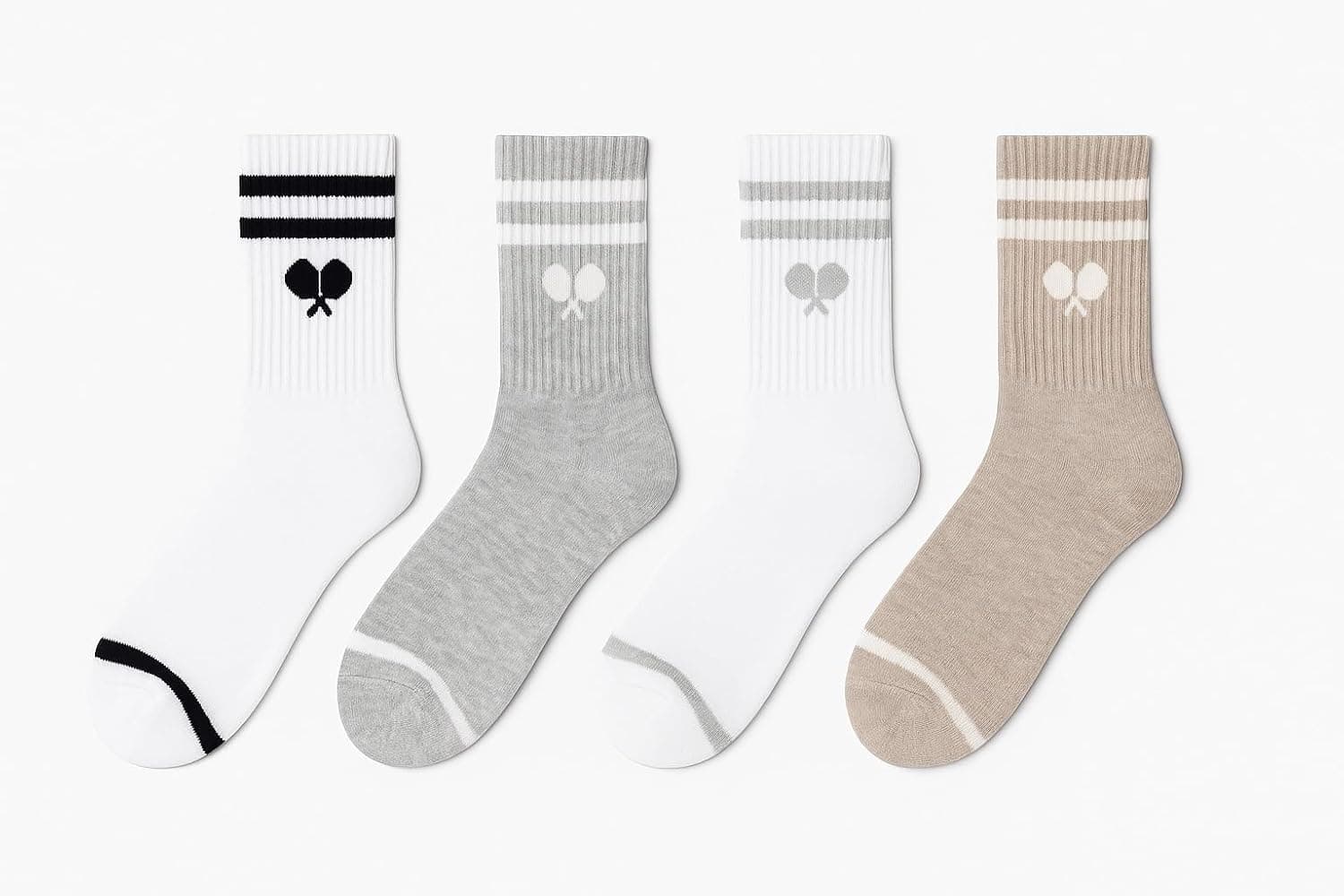 L'ORANGE Court Crew Pickleball Socks 4-Pack, Premium Cotton Athletic