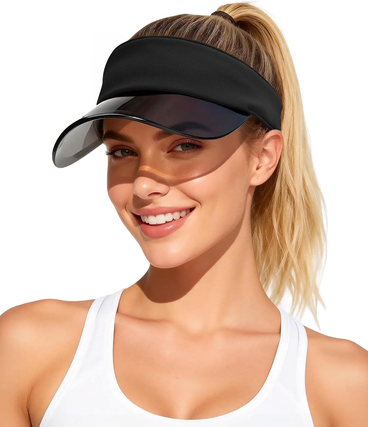 JANETSHATS Transparent Sun Visor, UPF 50+ Clear Brim for Pickleball